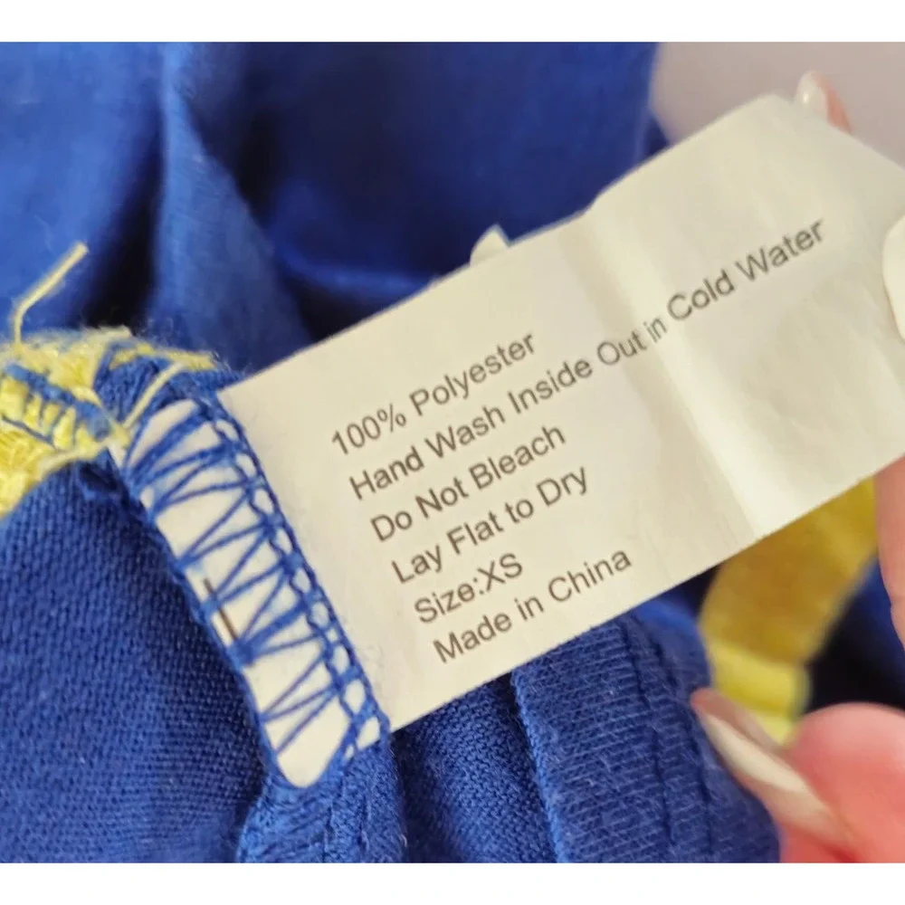 Puppy Dog Summer T Shirt XS Blue Yellow Good Vibes And‎ High Fives Beach Sun Tee